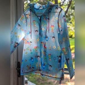 It's a Small world raincoat Disney large woman cartoon print Blue coat jacket